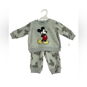 Disney Gray Mickey Mouse Set 0/3 months and A pillow sheet new